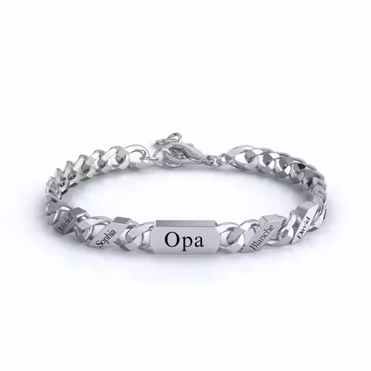 Familjelänk armband Pappa-Morfar–Farfar